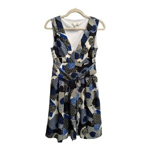 Yumi aline midi sleeveless v-neck dress floral blue black